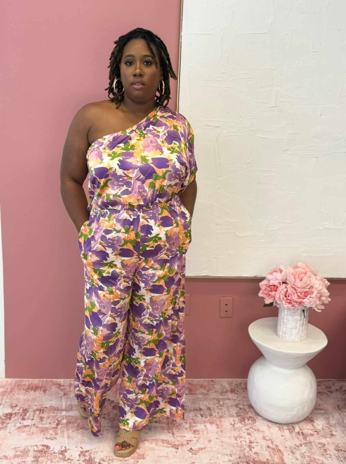 Purple One Shoulder Jumpsuit
