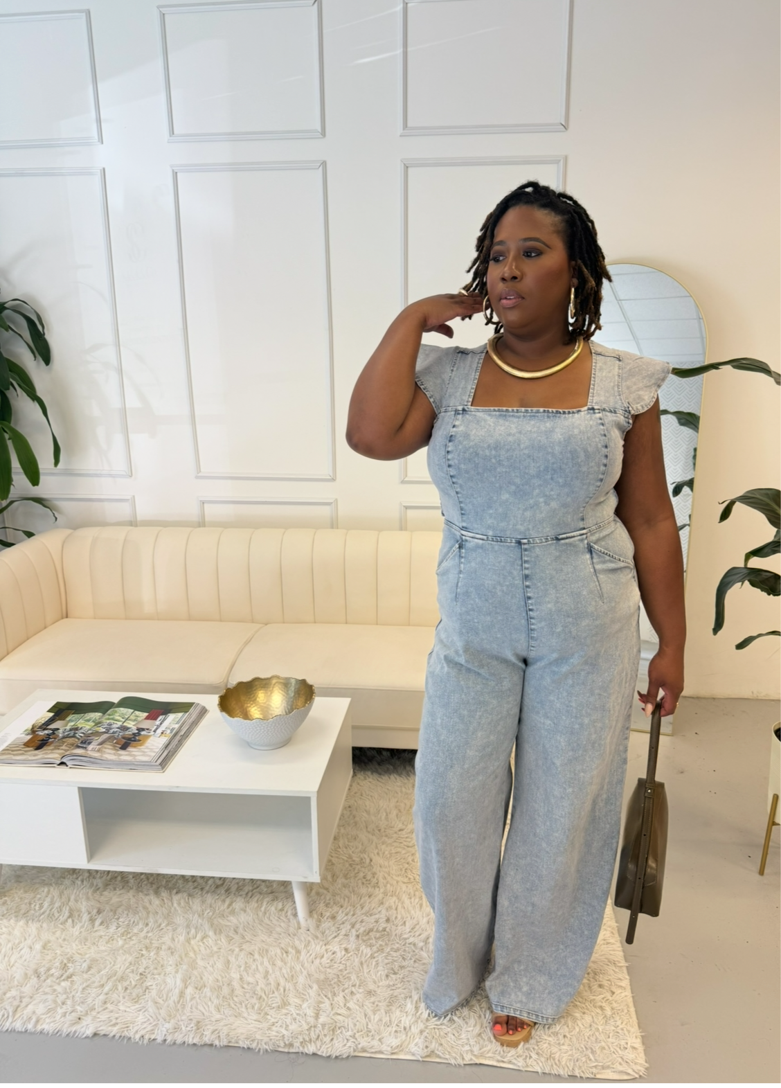 Light Wash Denim Jumpsuit