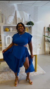Cut Out Blue Skater Dress