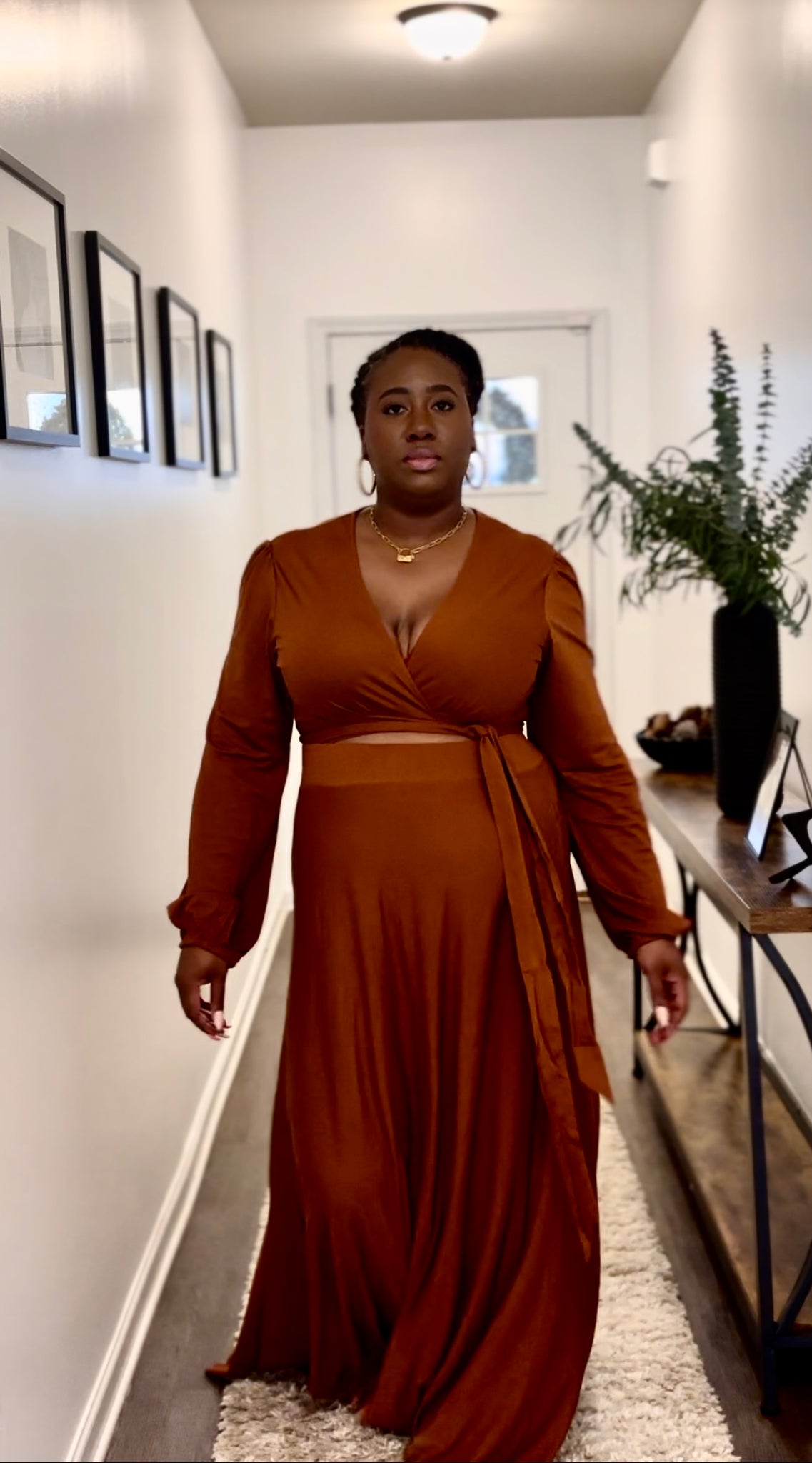 Chocolate Two Piece Skirt Set