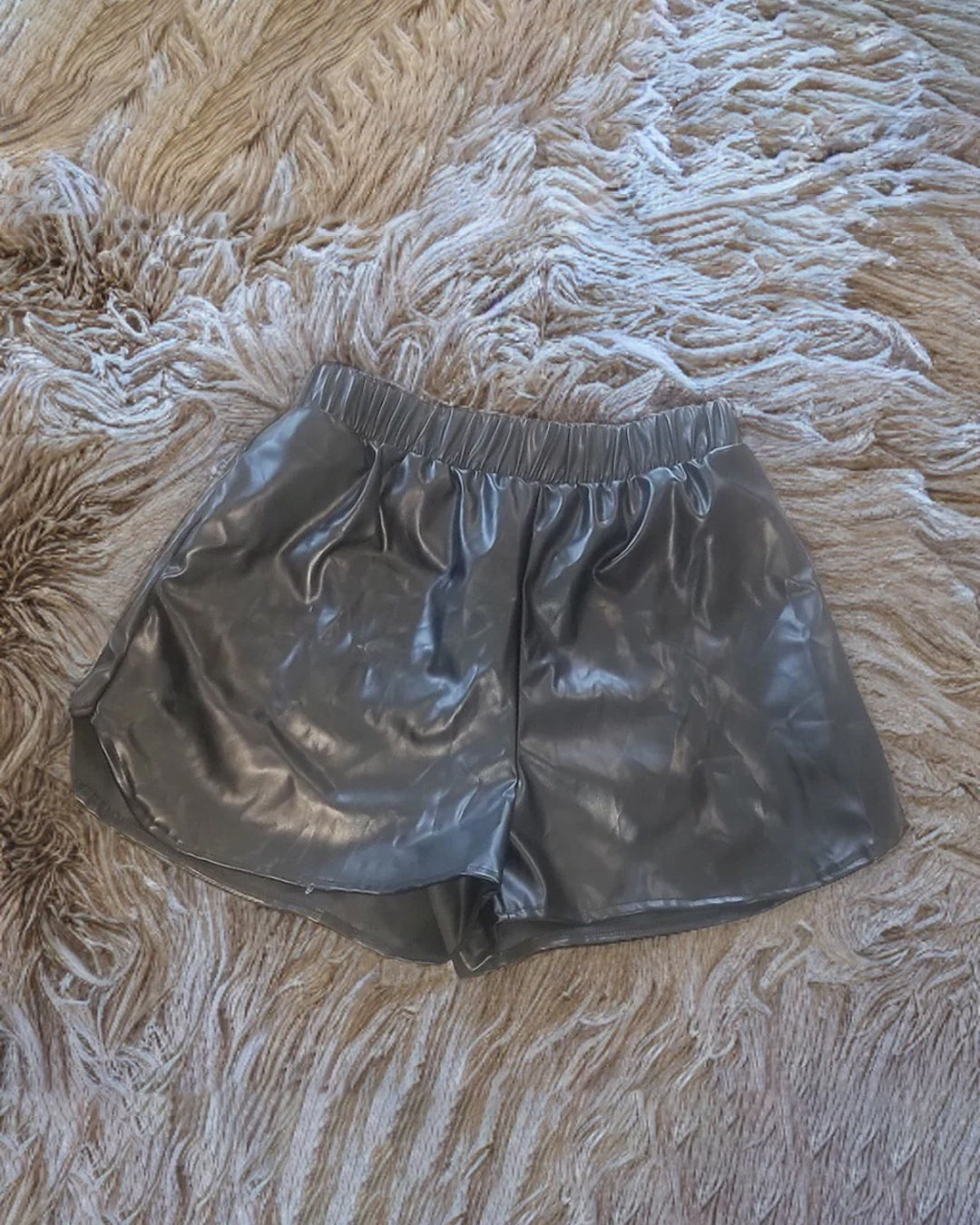 Black Faux Leather Shorts