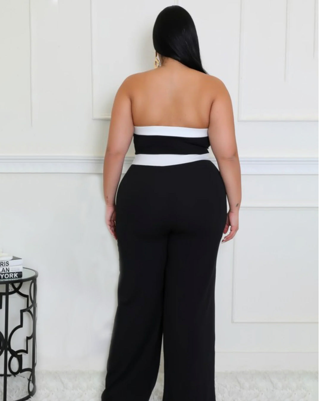 Black Sleeveless Contrast Jumpsuit Plus Size