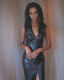 Black faux leather dress