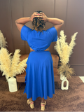 Cut Out Blue Skater Dress
