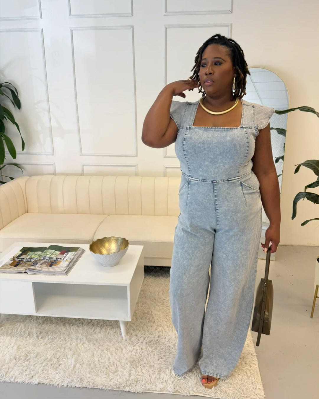 Light Wash Denim Jumpsuit