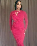 Long Sleeve Red Cut Out Dress