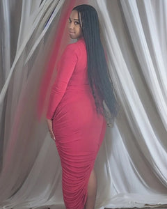 Long Sleeve Red Cut Out Dress