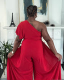 One Shoulder Jumpsuit Red