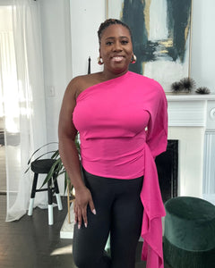One Shoulder Long Sleeve Top with Tail