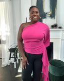 One Shoulder Long Sleeve Top with Tail
