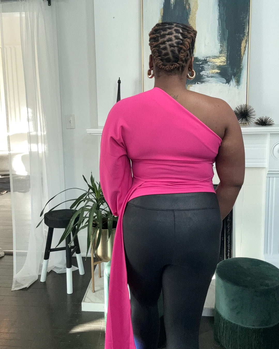 One Shoulder Long Sleeve Top with Tail