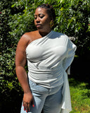 One Shoulder Long Sleeve Top with Tail