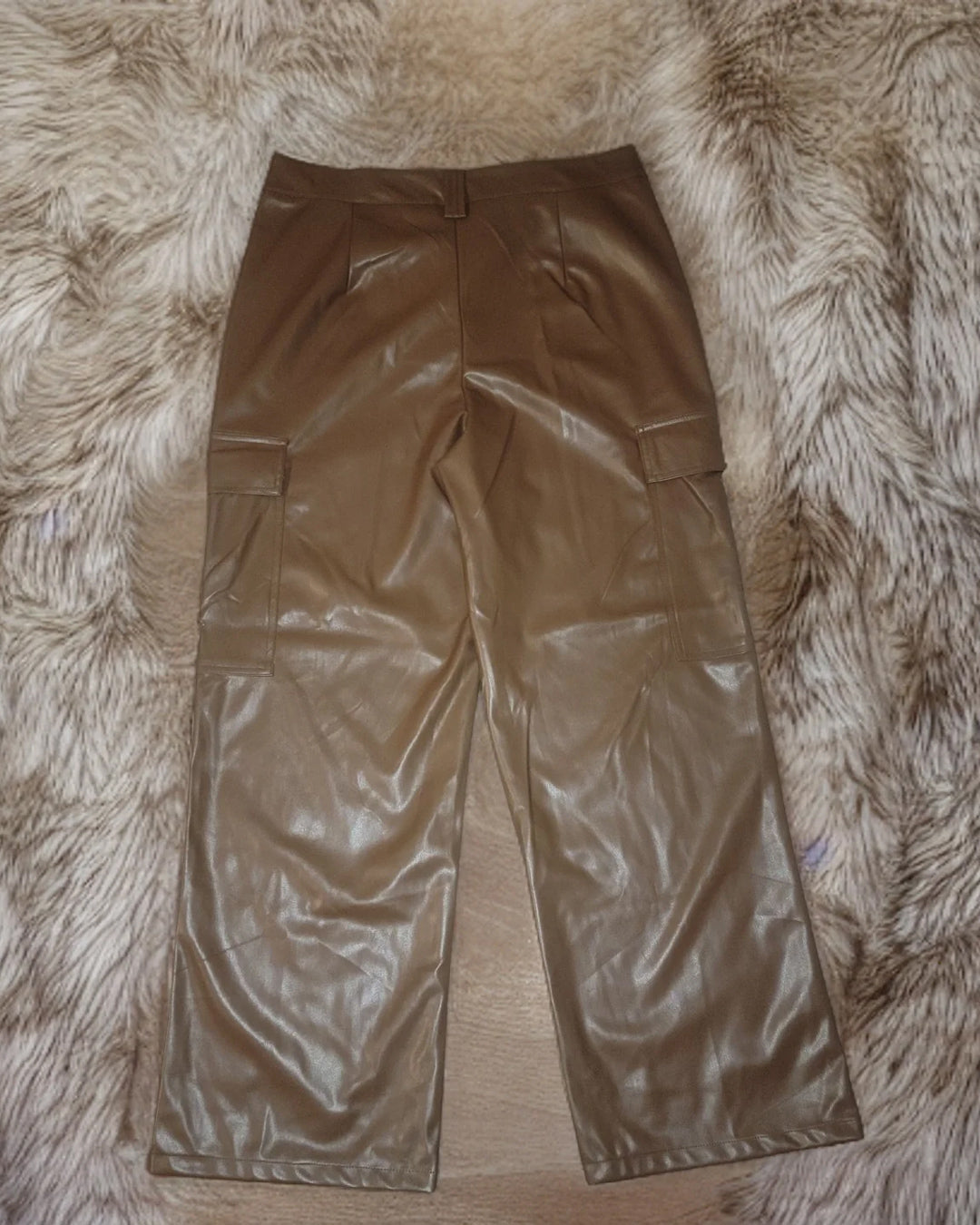 PU leather cargo pants