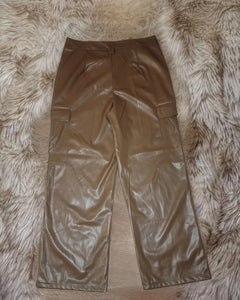 PU leather cargo pants