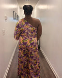 Tropical Muse One Shoulder Floral Plus size Jumpsuit | Wide Leg Summer Set